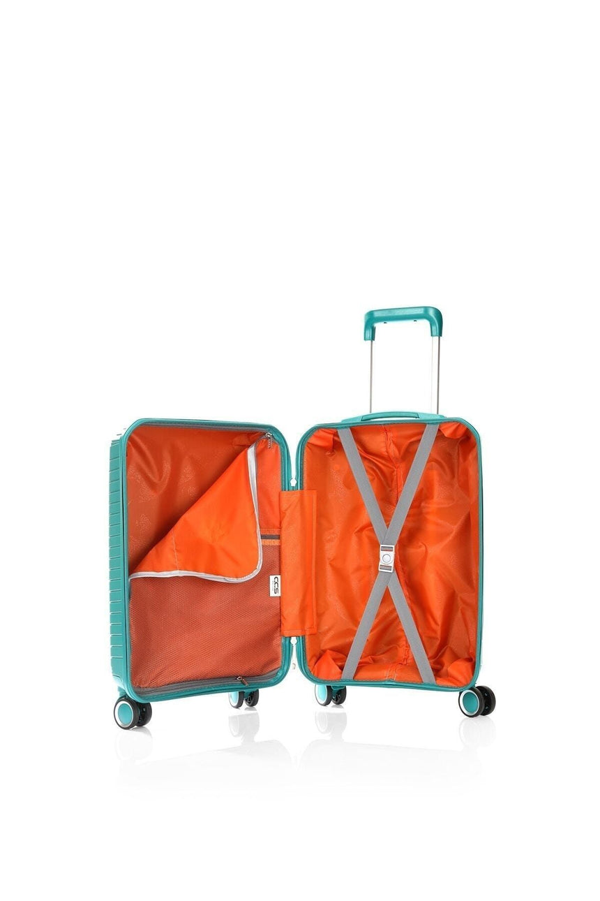 ÇÇS Diagonal Çizgili 55 cm Kabin Boy Valiz Turkuaz