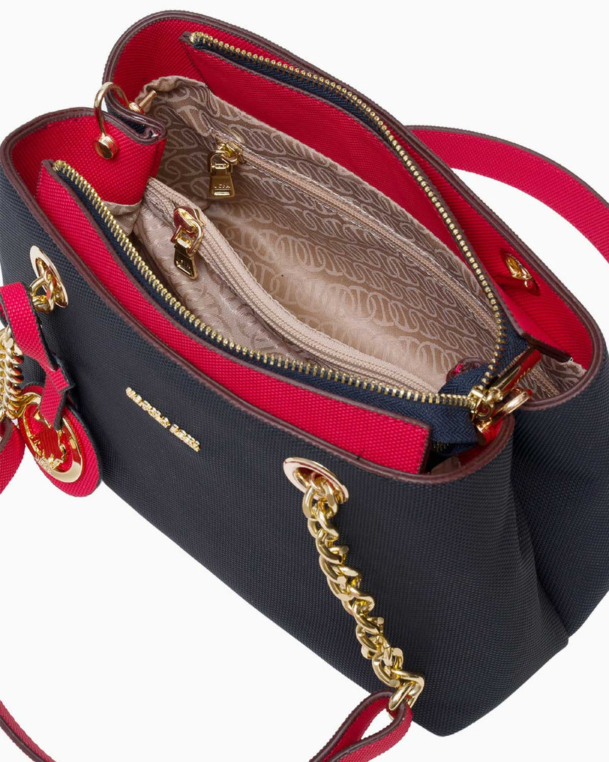 Us Polo Assn Zincir Detaylı El Çantası Lacivert - Kırmızı - Beyaz