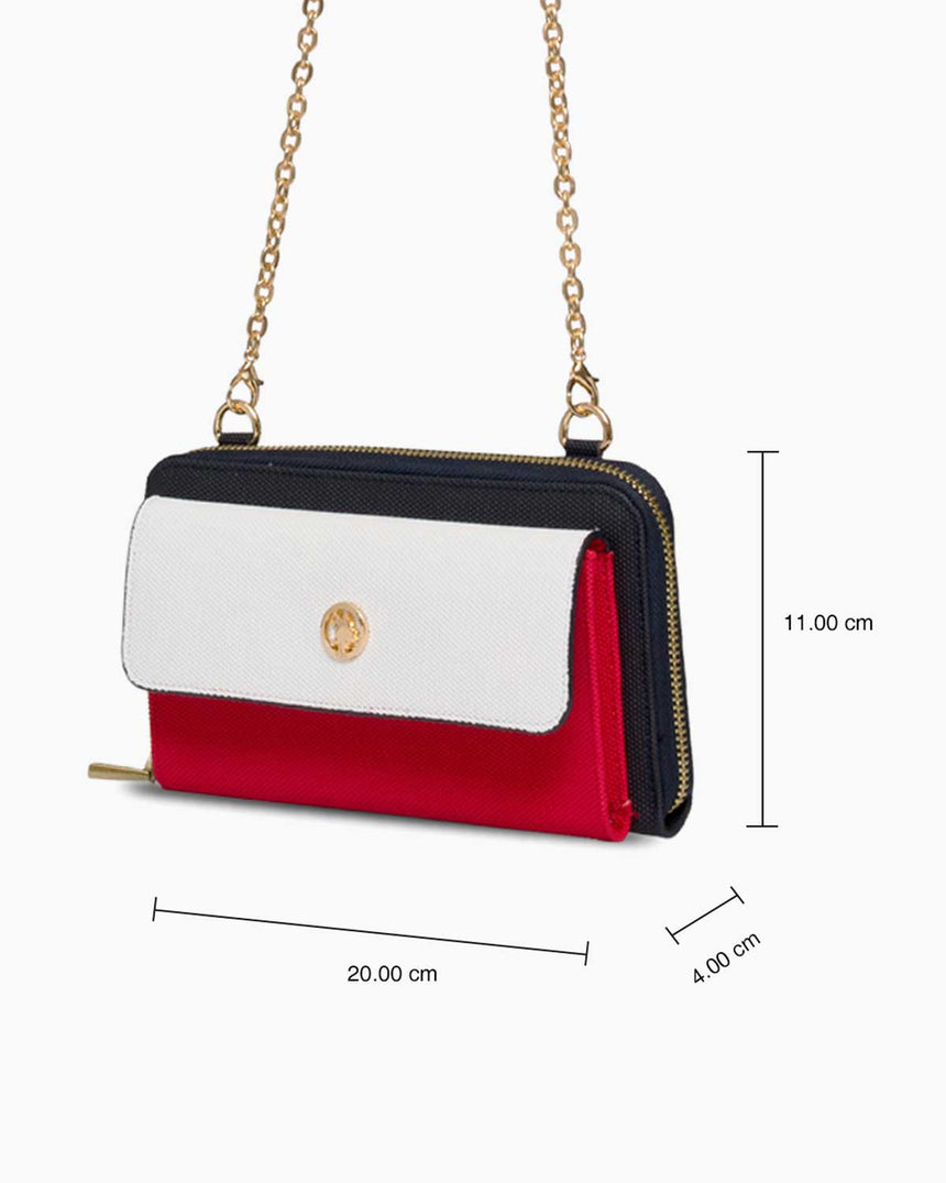 Us Polo Assn Logolu Omuz Çantası Lacivert - Kırmızı - Beyaz