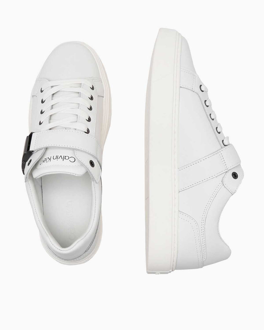 Calvin Klein Low Top Lace Up W/ Iconic Plaque Erkek Sneaker Triple White