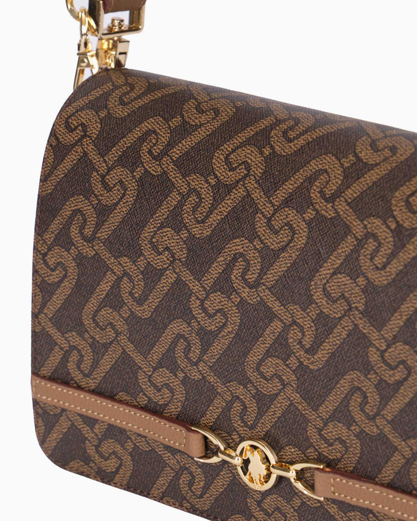 Us Polo Assn Çıkarılabilir Zincir Detaylı Omuz Çantası Kahve