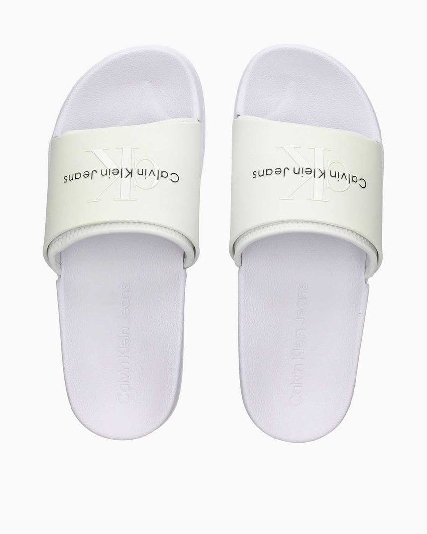 Calvin Klein Slide Rubber Neopren Monogram Slide Terlik Bright White