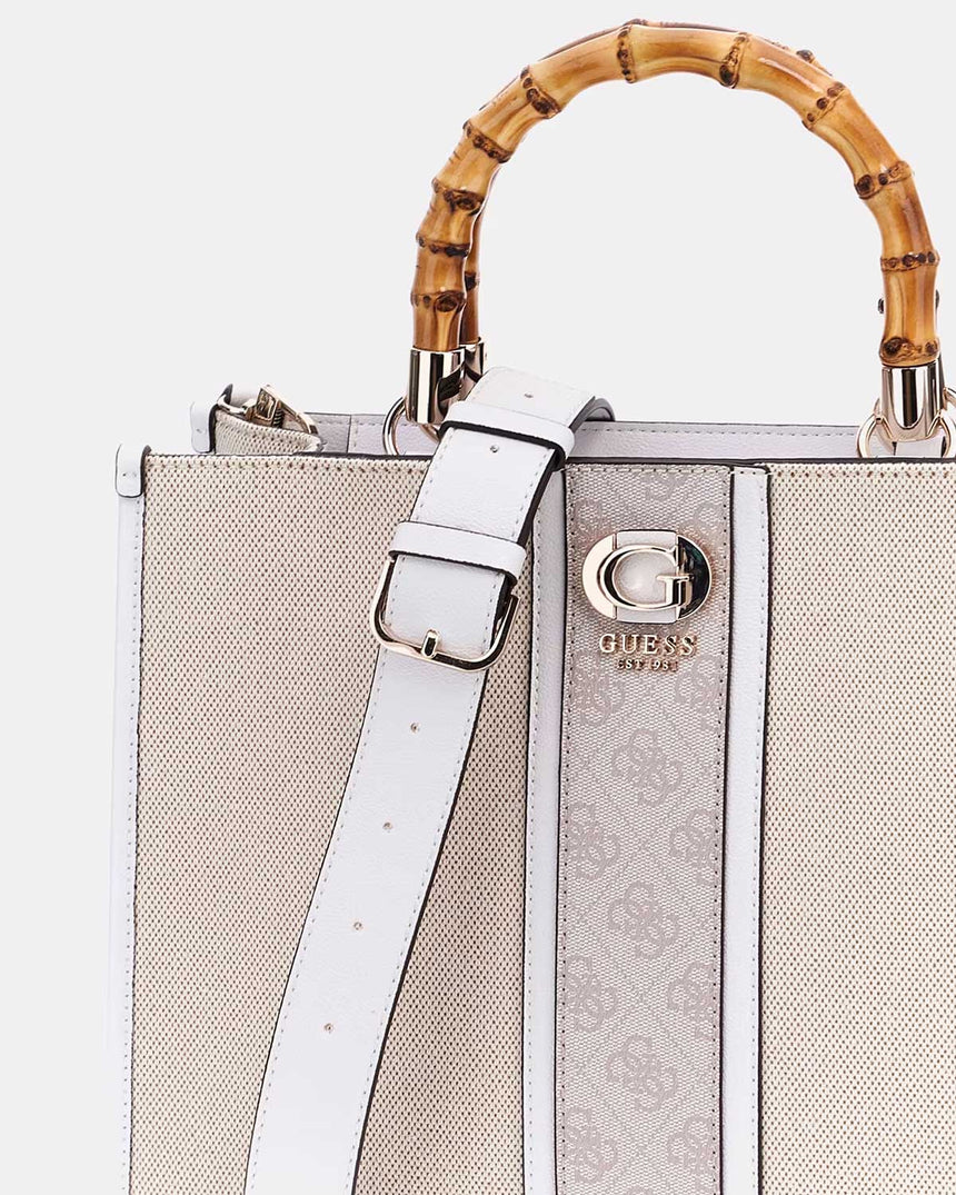 Guess Kerima Bamboo Logolu El Çantası Natural / Dove Logo