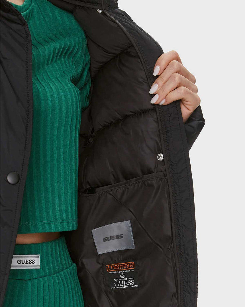 Guess Bertina Light Puffer Şişme Mont Jet Black A996