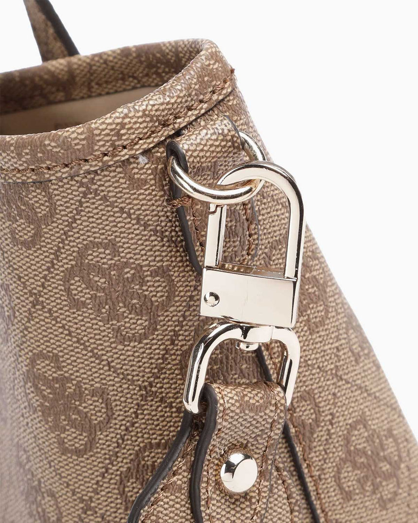 Guess Latona Mini Cüzdanlı Çıkarılabilir Uzatma Askılı El Çantası Latte Logo