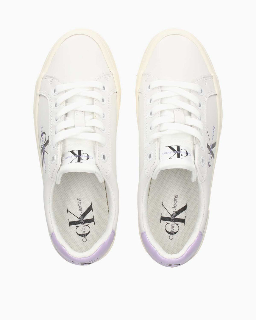 Calvin Klein Flatform Lace Up Sneakers Bright White/Pastel Lilac/Creamy