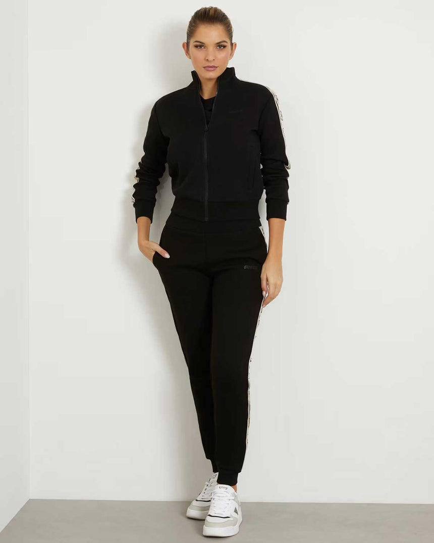 Guess Britney Logo Şeritli Fermuarlı Sweatshirt