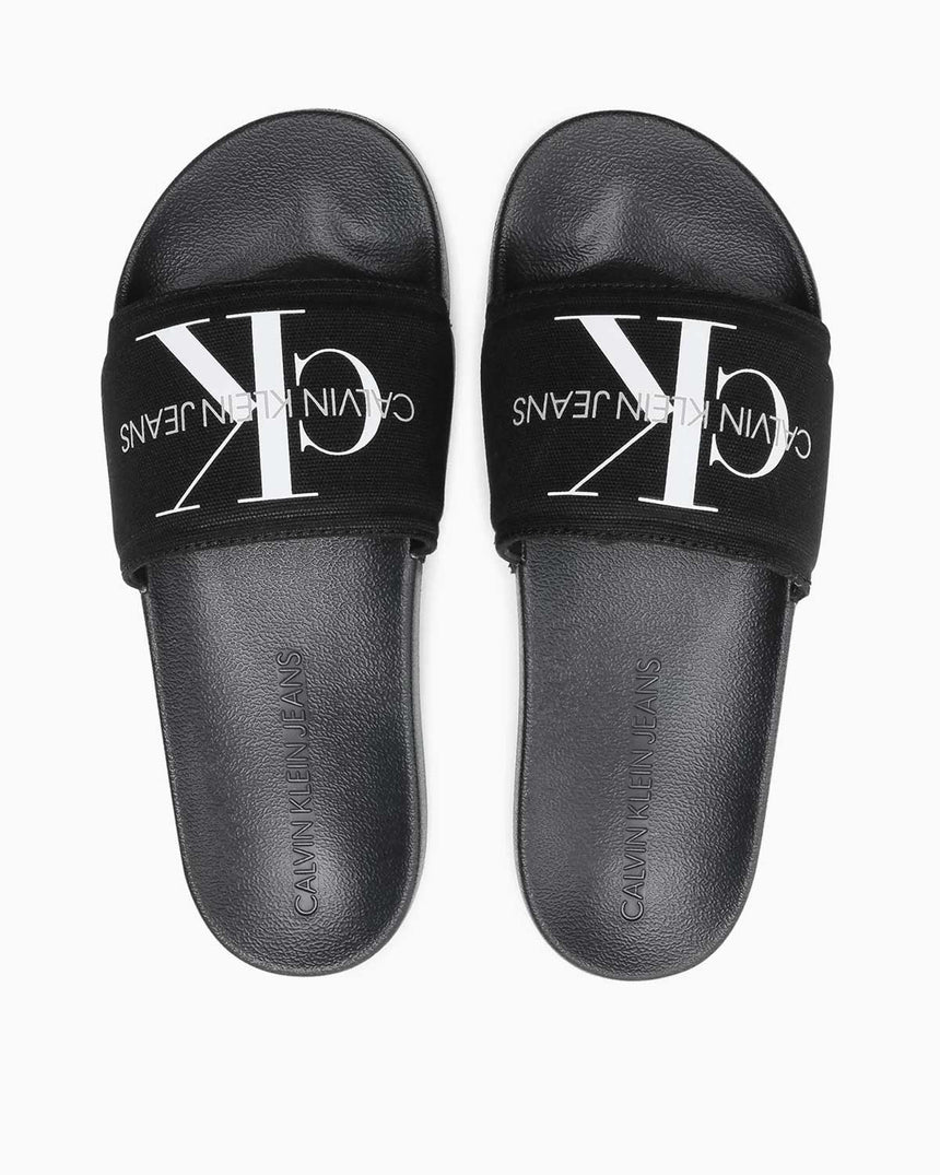 Calvin Klein Slide Monogram Erkek Terlik Black/Bright White