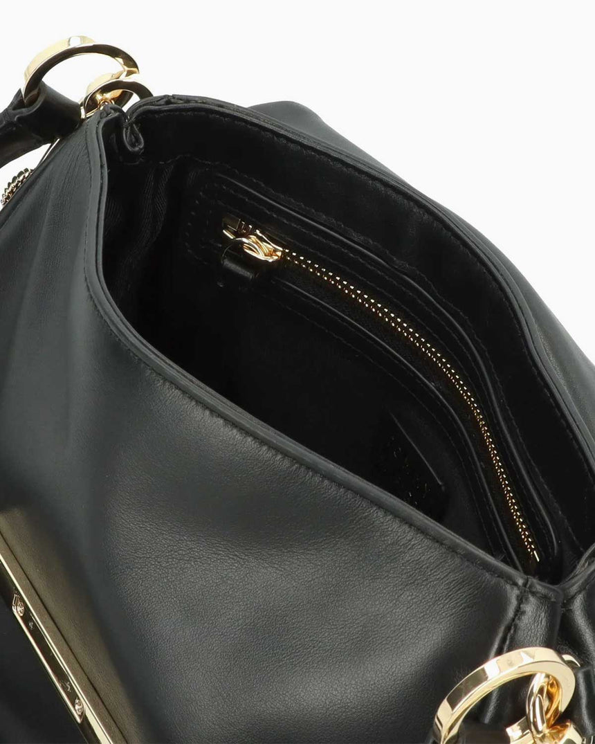Tommy Hilfiger Plaque Kadın Deri Omuz Çantası Black