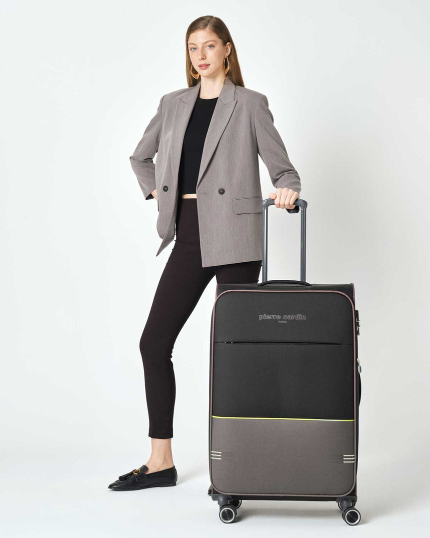 Pierre Cardin Orta Boy Kumaş Valiz Siyah