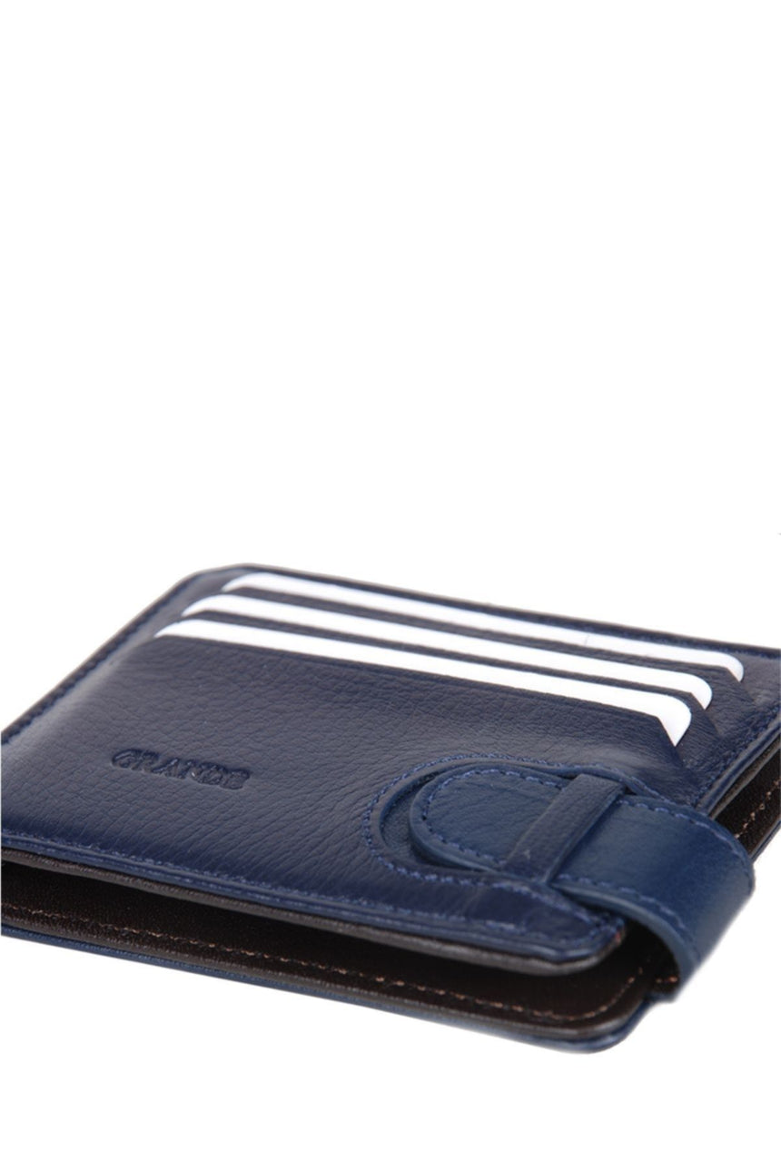 Grande Banknot Tutucu Mini El Portföyü Lacivert - Kahve