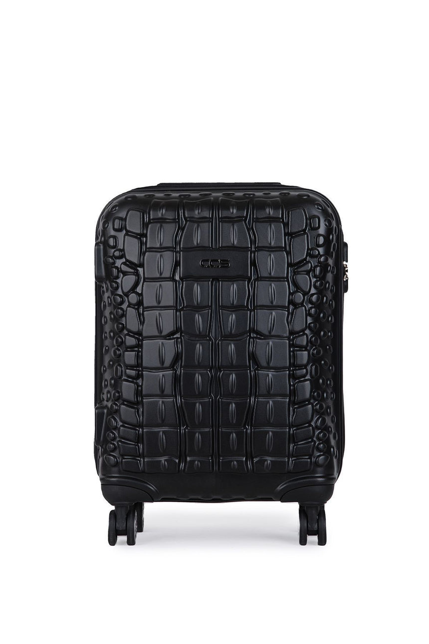 ÇÇS Kroko Kabartma Yüzey Kabin Boy Valiz Siyah