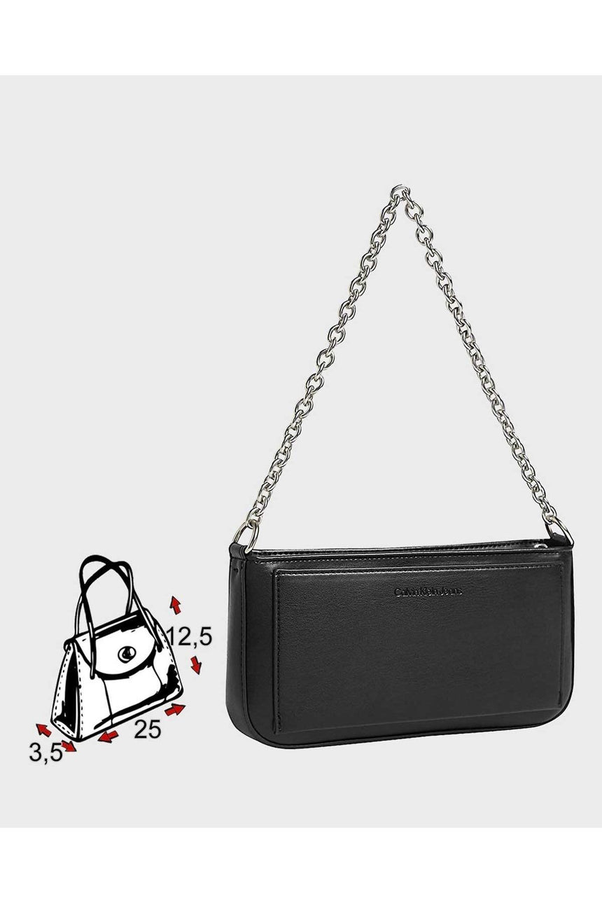 Calvin Klein Fermuarlı Zincir Askılı Kadın Omuz Çantası Black