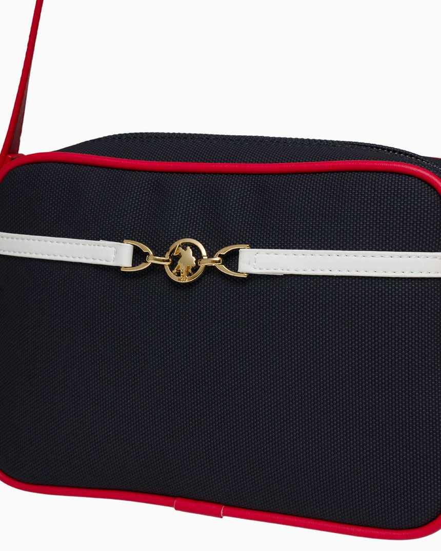 Us Polo Assn Gold Logo Detaylı Çapraz Askılı Çanta Lacivert - Kırmızı - Beyaz