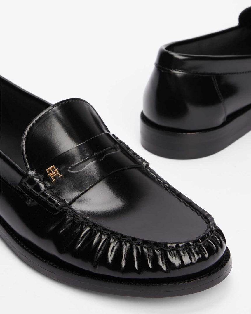 Tommy Hilfiger Loaföre Abrasivato Deri Ayakkabı Black