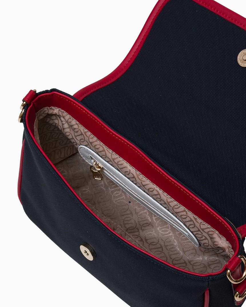 Us Polo Assn Logo Detaylı Çıkarılabilir Askılı El Çantası Lacivert - Kırmızı - Beyaz