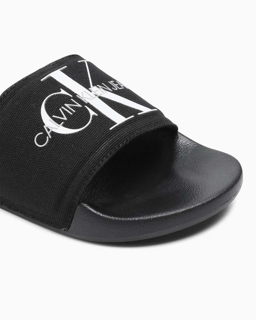 Calvin Klein Slide Monogram Erkek Terlik Black/Bright White