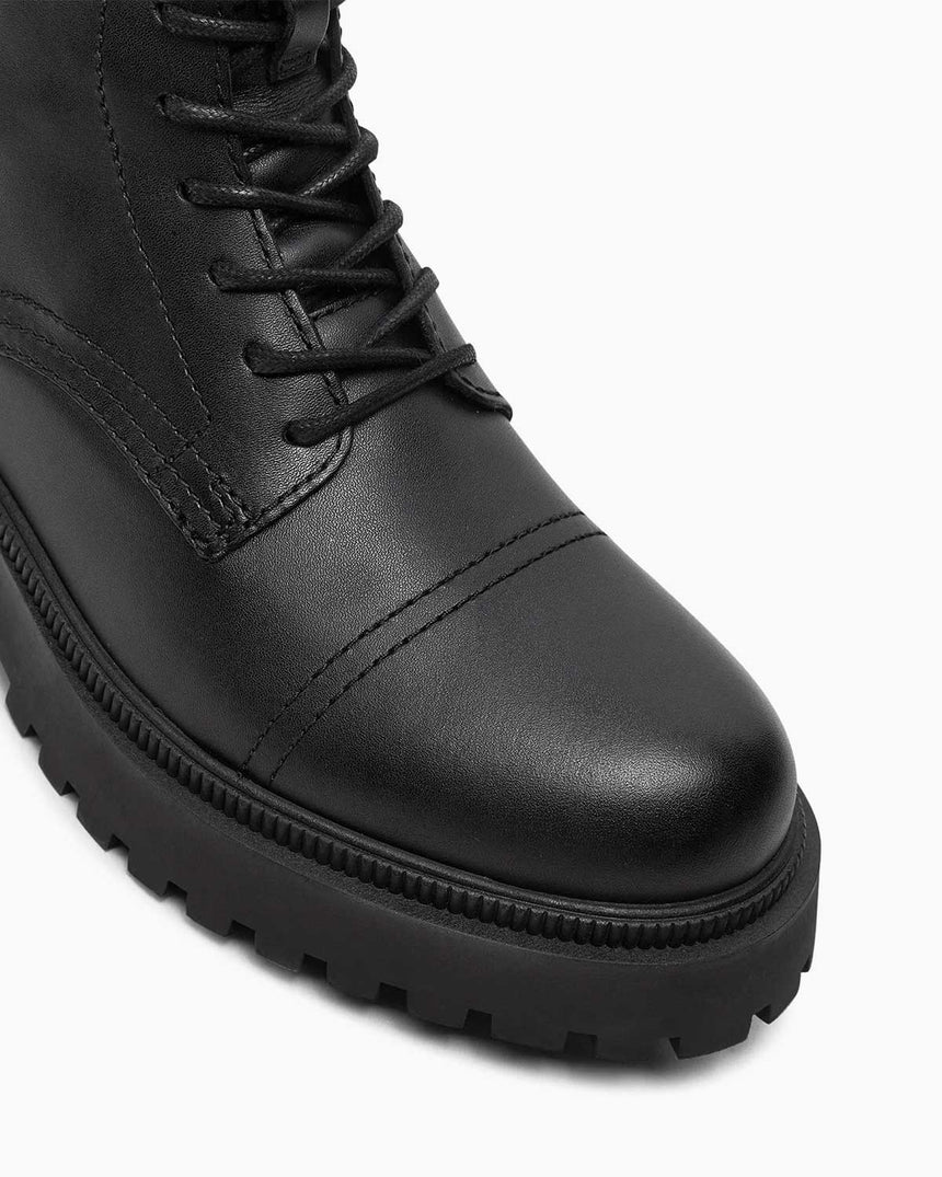 Tommy Jeans Lace Up Mid Smooth Boots Black