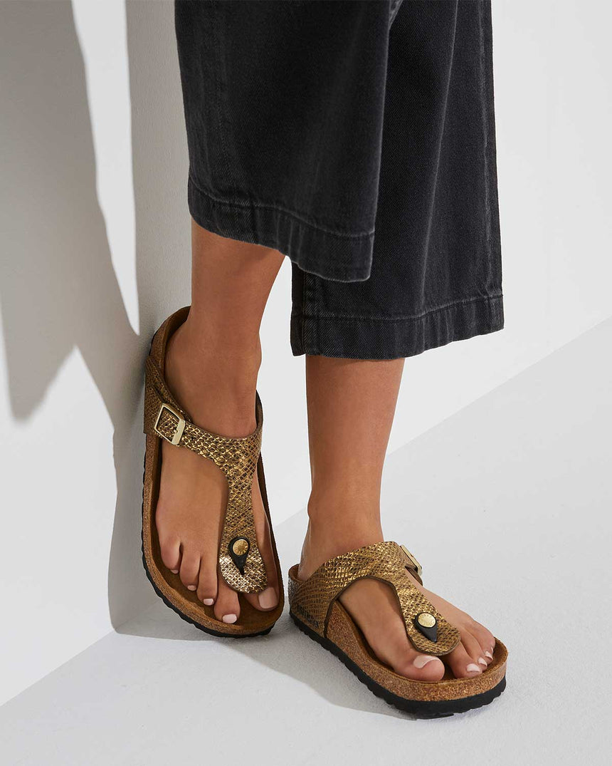 Birkenstock Gizeh MF Parmak Arası Kadın Terlik Shiny Python Black