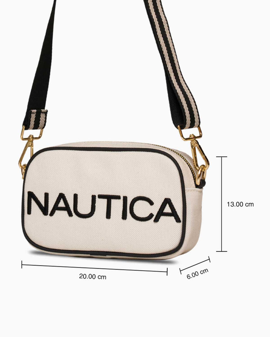 Nautica Logolu Omuz Çantası Bej - Siyah