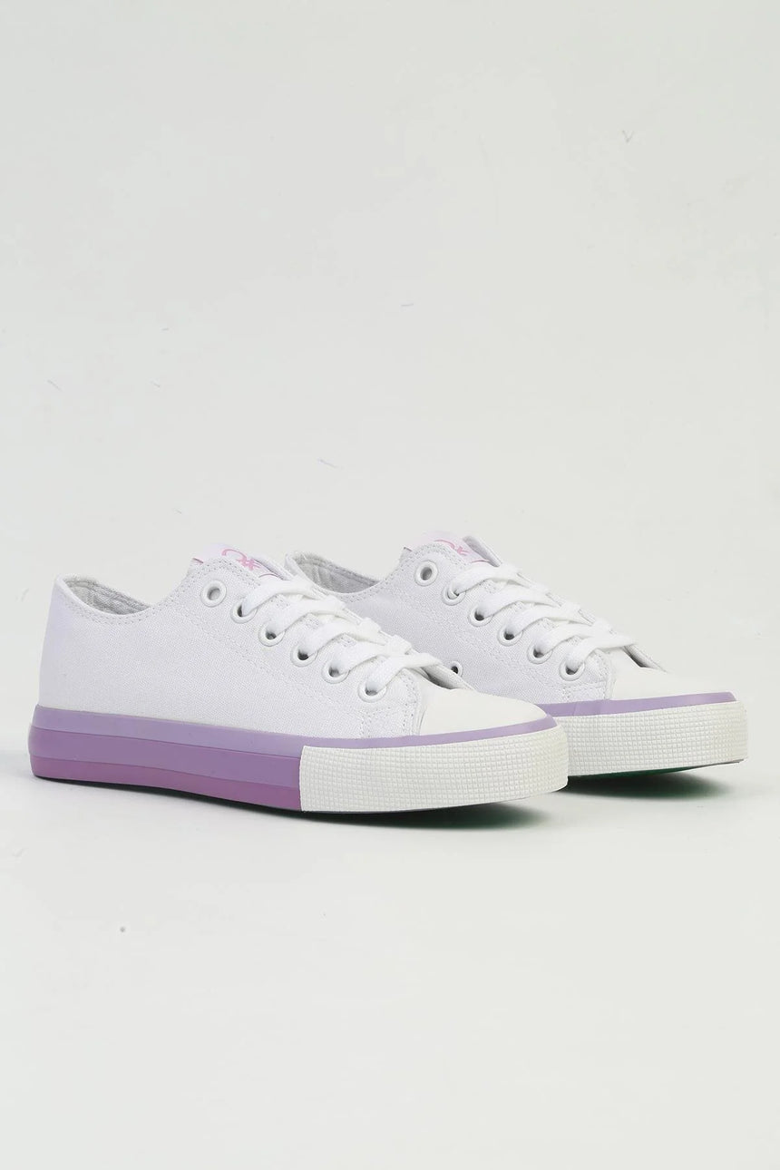 Benetton Bağcıklı Suni Deri Sneakers Beyaz