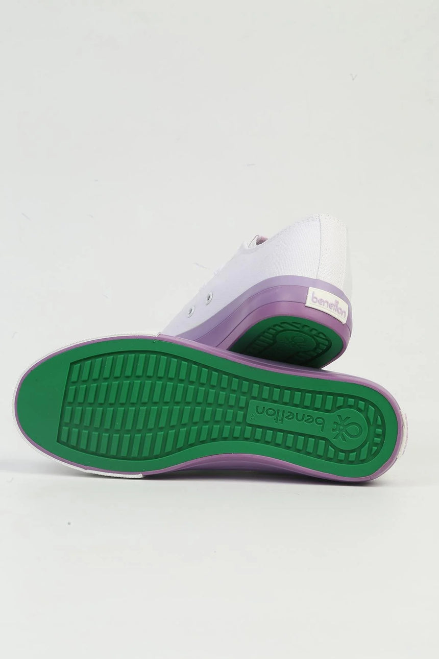 Benetton Bağcıklı Suni Deri Sneakers Beyaz