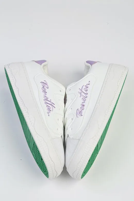 Benetton Platform Topuk Sneakers Beyaz - Pudra