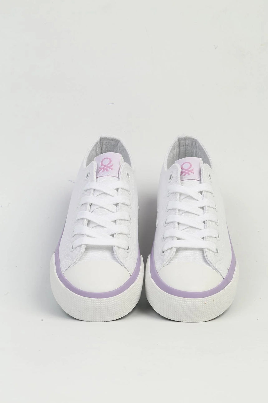 Benetton Bağcıklı Suni Deri Sneakers Beyaz