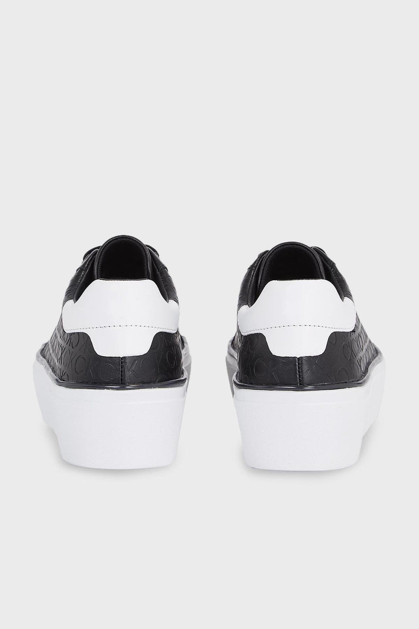 Calvin Klein Deri Platform Lace Up Sneakers Black/White