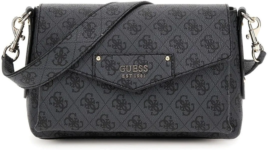 Guess Eco Brenton Flap Logolu Omuz Çantası Coal Logo