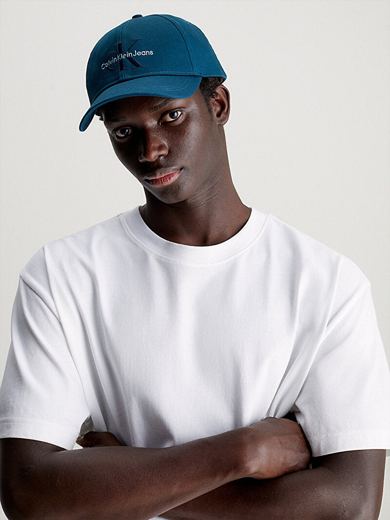 Calvin Klein Yazı Detaylı Monogram Şapka Onyx Blue