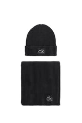 Calvin Klein Basic Rib Erkek Atkı Ve Bere Takımı Black