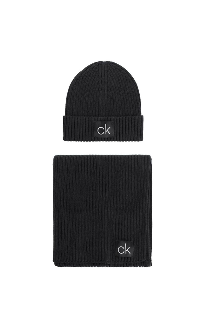 Calvin Klein Basic Rib Erkek Atkı Ve Bere Takımı Black