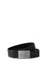 Calvin Klein 95 cm / 38 Inch Metal Plaque Monogram Erkek Kemer Black