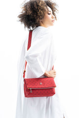 Benetton Logo Baskılı Çapraz Askılı Kadın Çantası Kırmızı - Camel