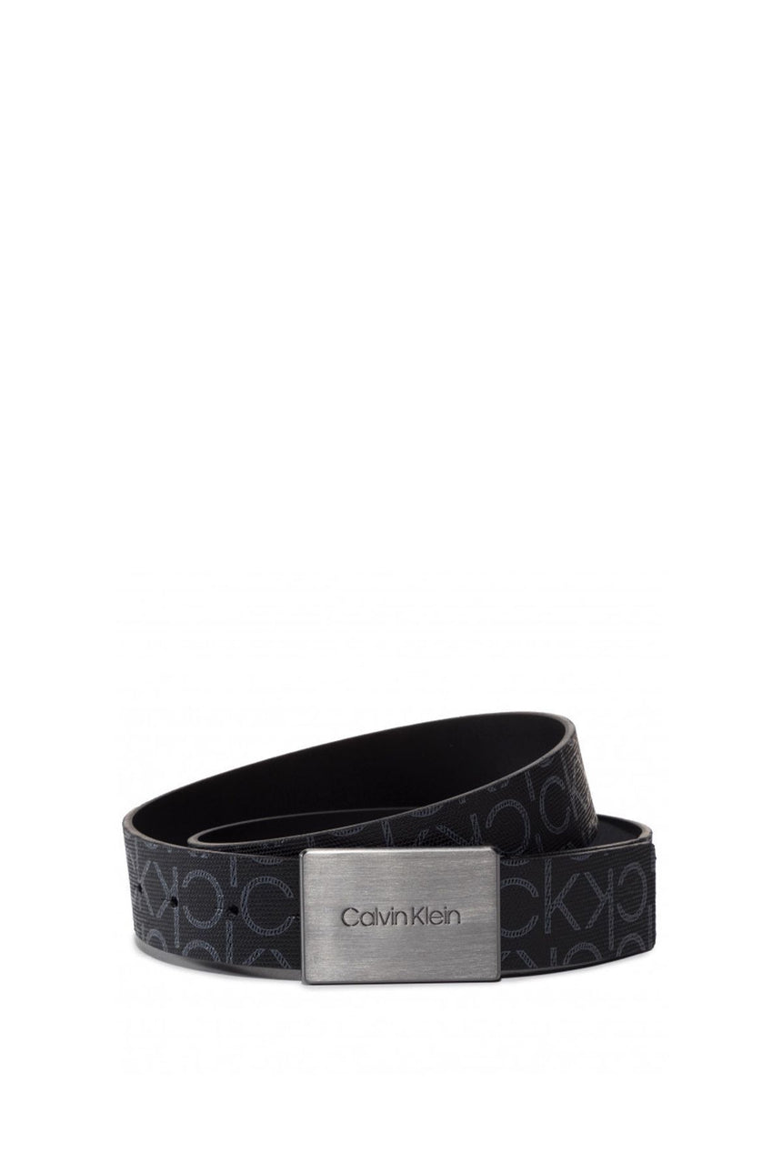 Calvin Klein 100cm / 40 Inch Metal Plaque Monogram Erkek Kemer Black