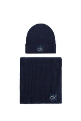 Calvin Klein Basic Rib Erkek Atkı Ve Bere Takımı Dark Navy