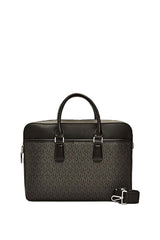 Tommy Hilfiger Coated Canvas Slim Erkek Evrak / Laptop Çantası Black Monogram