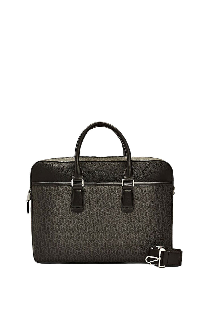 Tommy Hilfiger Coated Canvas Slim Erkek Evrak / Laptop Çantası Black Monogram