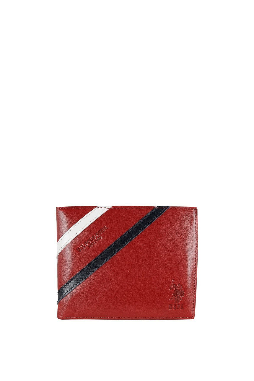 U.s Polo Assn. Çift Şerit Detaylı Erkek Cüzdanı Bordo