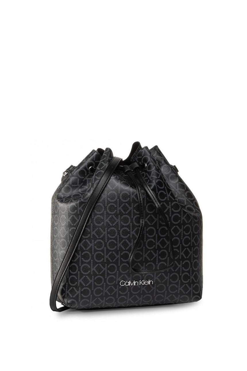 Calvin Klein Mono Drawstring Md Kadın Kol Çantası Black Mono