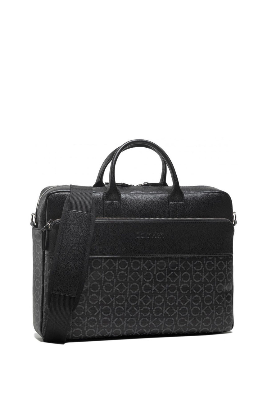 Calvin Klein Monogram Trimmed Laptop Çantası Black Mono Mix