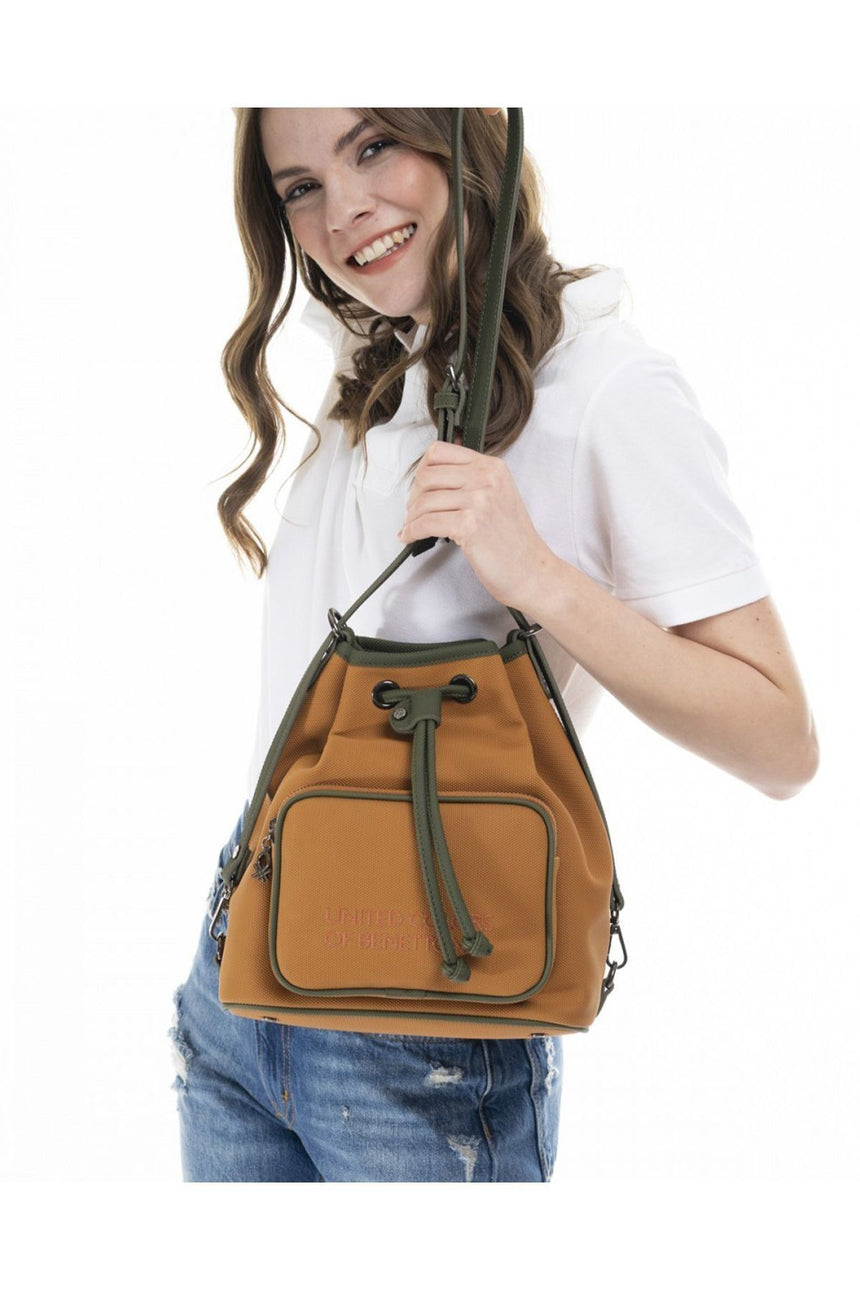 Benetton Nano Sport Büzgülü Kadın Omuz Çantası Camel - Haki