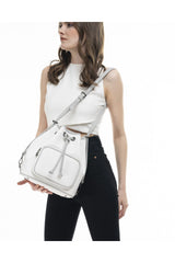 Benetton Nano Sport Büzgülü Kadın Omuz Çantası Beyaz - Açık Gri