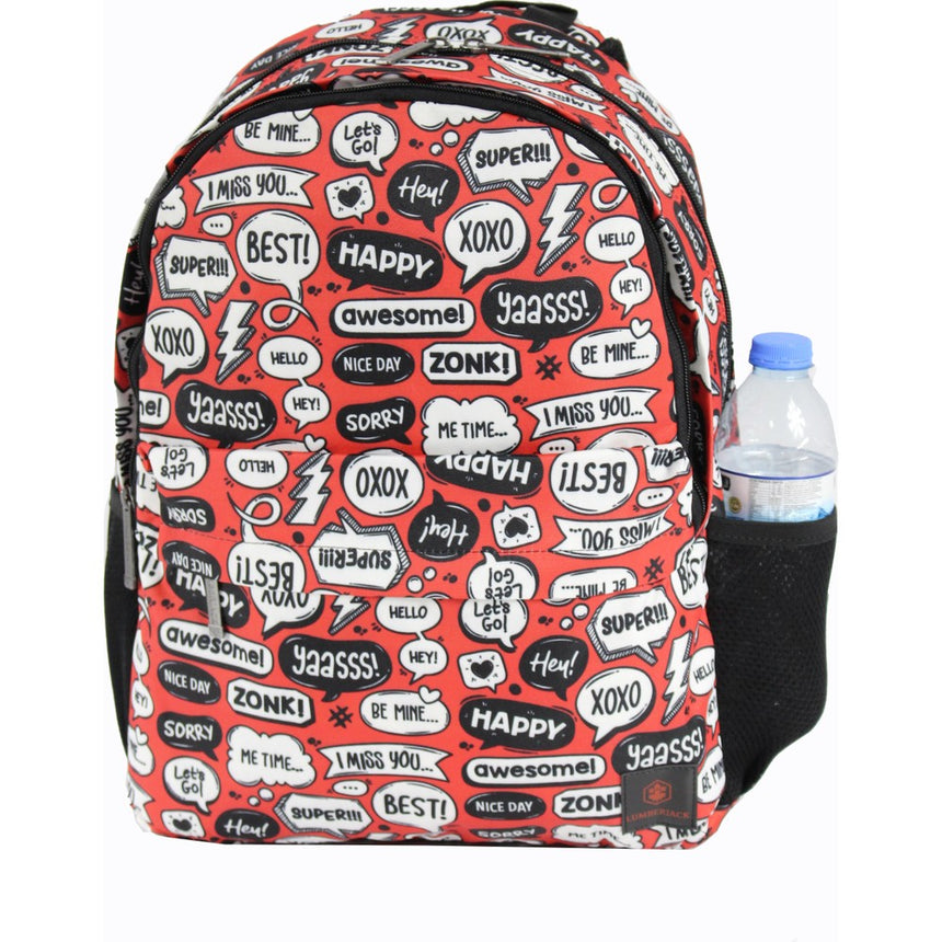 Lumberjack Yazı Desenli 3 Bölmeli Sırt Çantası Renkli