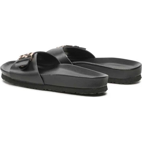 Tommy Hilfiger Mule Leather Kadın Sandalet Siyah