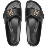 Tommy Hilfiger Mule Leather Kadın Sandalet Siyah