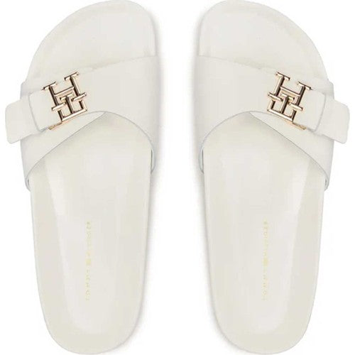 Tommy Hilfiger Mule Leather Kadın Sandalet Ekru