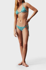 Calvin Klein Triangle Swim Tops Desenli Bikini Üstü Blue