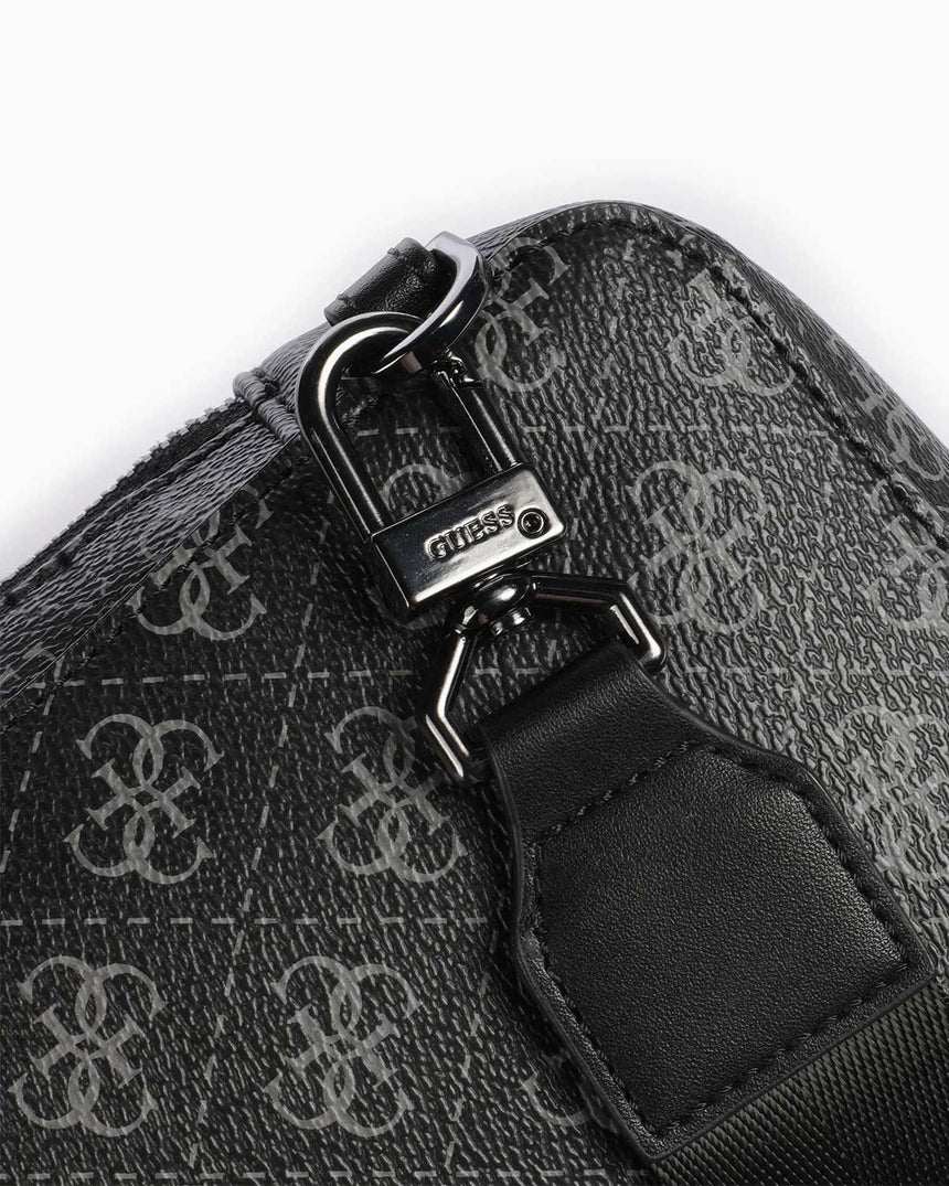 Guess Monogram Baskılı Body Bag Dark Black